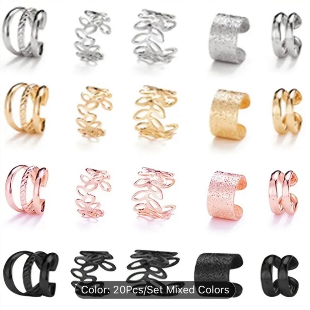 🔥BRAND NEW 20pc FASHION CUFF EARRING SET. NON PIERCED CUFFS FOR WOMEN/GIRLS🔥